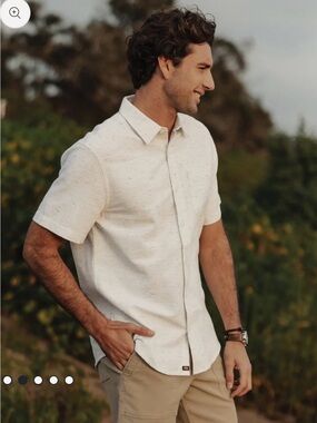 The Normal Brand White Nep Short Sleeve Button-Down Shirt